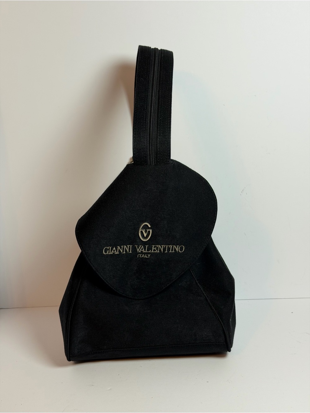 Gianni Valentino Black Convertible Sling Backpack Bag